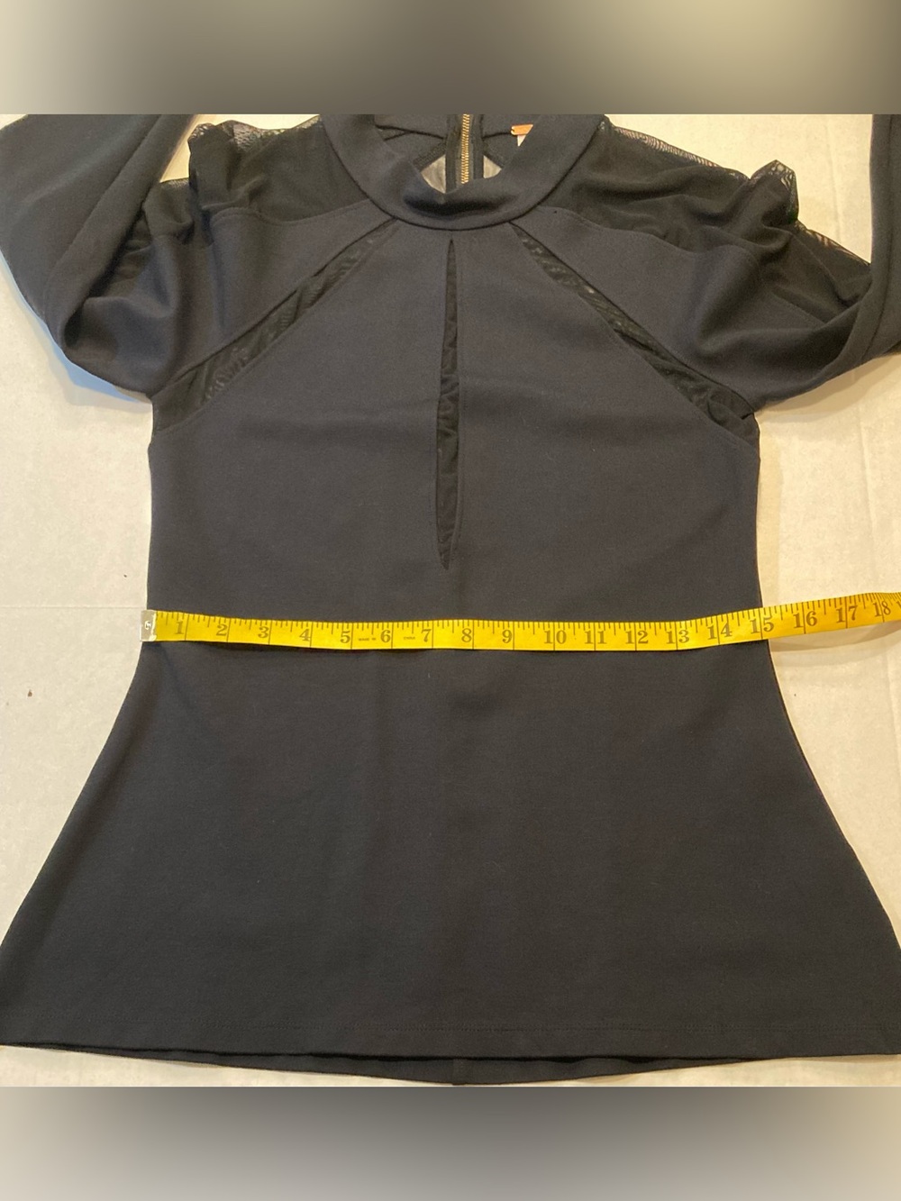 Free People Size L Monarch Black Mesh Long Sleeve Top - Picture 9 of 11